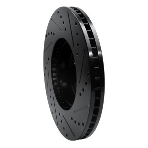 Subaru Outback Brake Rotor (1) - Front Left - R1 Concepts - Drilled & Slotted - Black - `05-`18